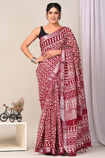 Beautiful Designer Original Linen Saree With Digital Print