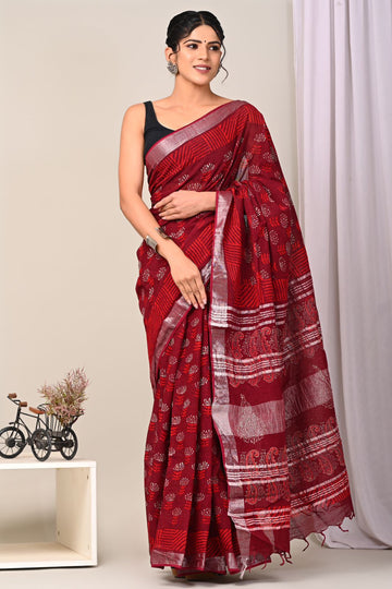 Beautiful Designer Original Linen Saree With Digital Print