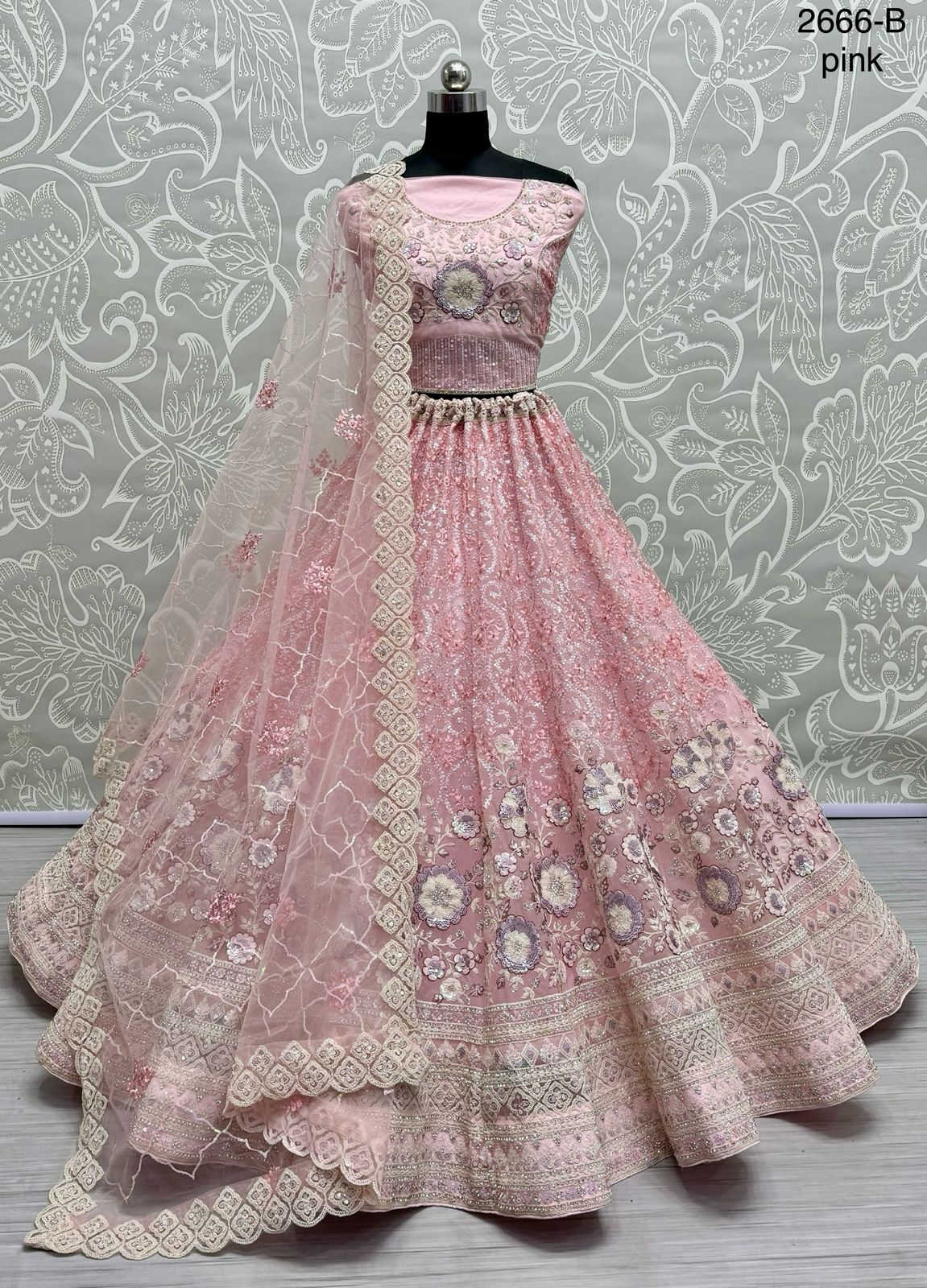Buy Wine Ruffle Georgette Embroidery With Sequence Work Lehenga Choli Online