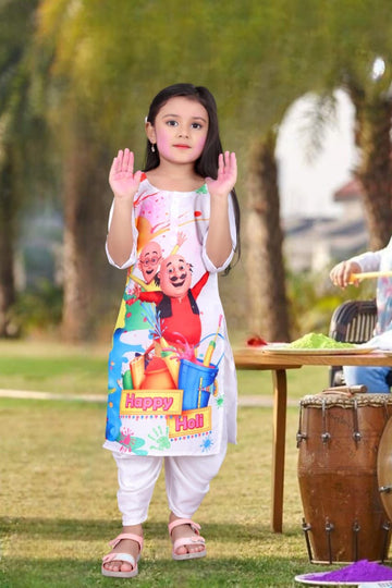 Beautiful Designer Holi Special Kids Kurti with Dhoti