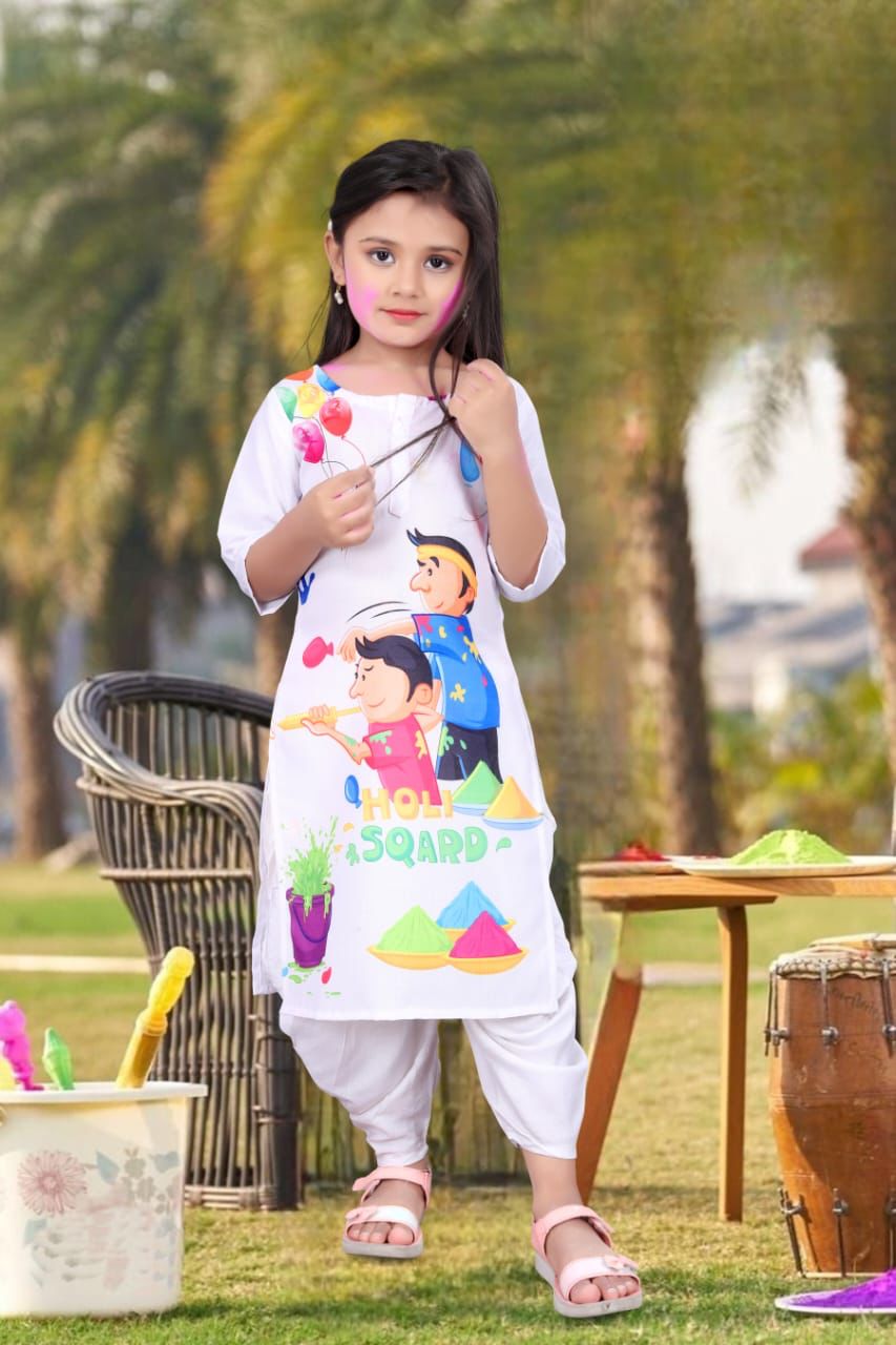 Beautiful Designer Holi Special Kids Kurti with Dhoti