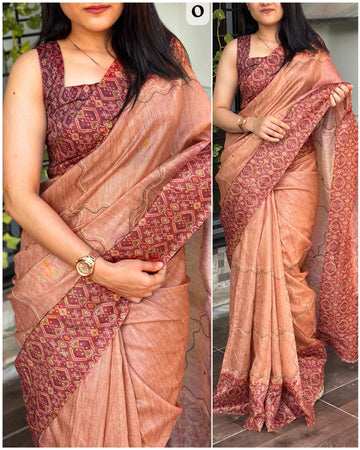 Beautiful Designer Summer Cotton Neps Ajrakh Printed Saree