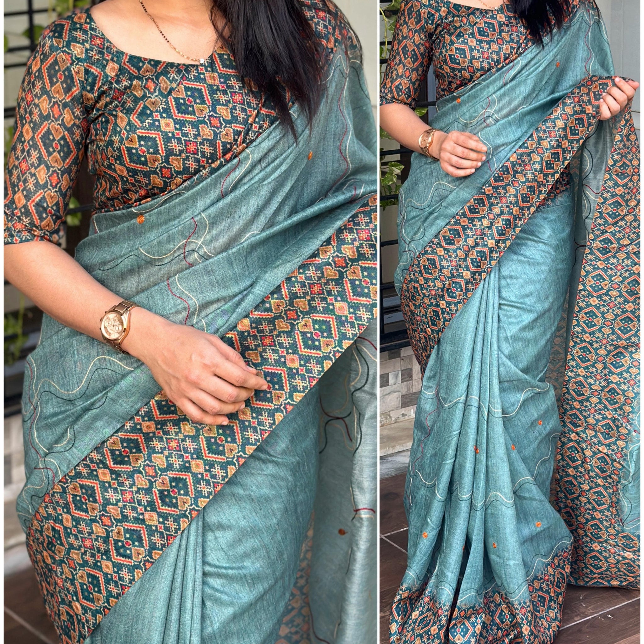 Beautiful Designer Summer Cotton Neps Ajrakh Printed Saree