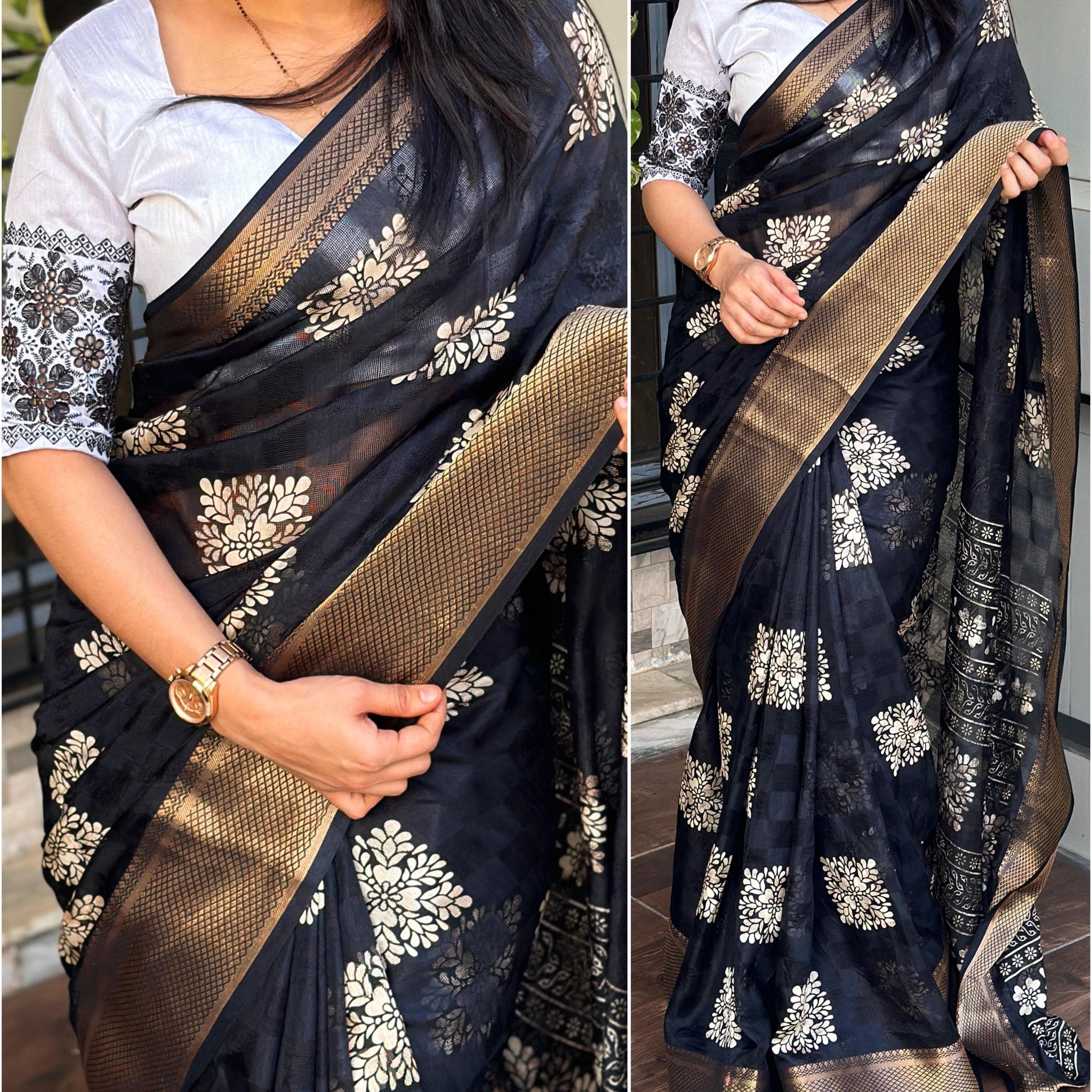 Beautiful Designer Summer Cotton Neps Ajrakh Printed Saree