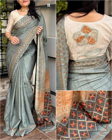 Beautiful Designer Summer Digital Ajrakh Print Air Silk Saree