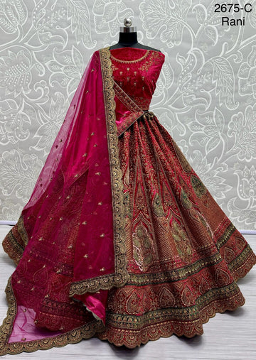 Beautiful Designer Bridal Heavy Velvet Lehenga Choli