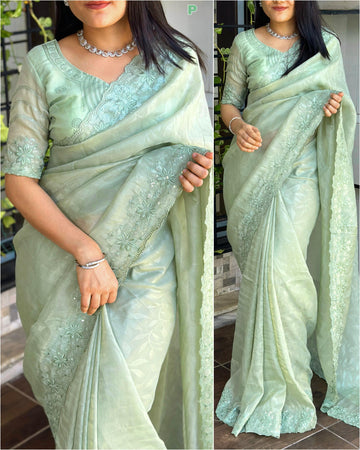 Beautiful Designer Party Wear Kangana Pure Rangeen Silk Saree