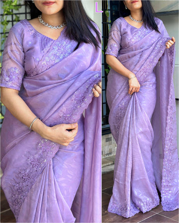 Beautiful Designer Party Wear Kangana Pure Rangeen Silk Saree