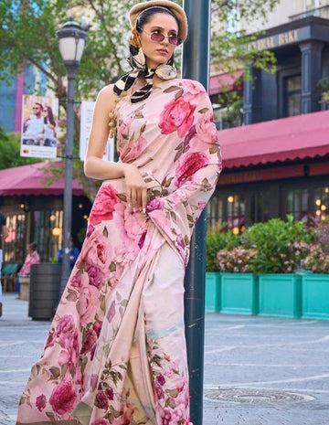 Beautiful Designer Soft Linen Saree Digital Print Saree