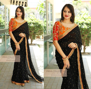 Beautiful Designer Soft Georgette With Butti Saree