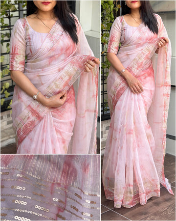 Beautiful Designer Summer Special Pure Organza silk Saree