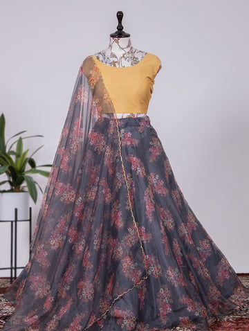 Beautiful Designer Soft Organza Floral Print Lehenga Choli