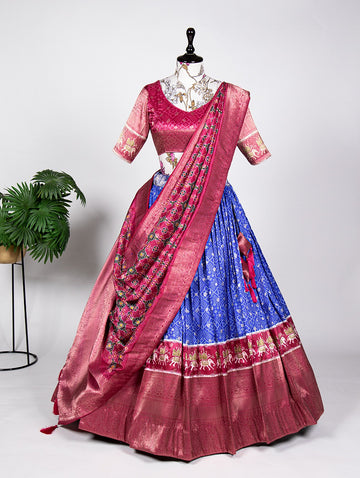 Beautiful Designer Soft Digital Print Jacquard Silk Lehenga Choli