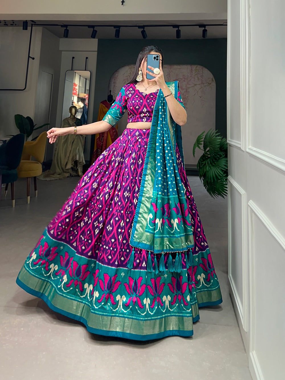 Beautiful Designer Soft Tussar Silk Lehenga Choli