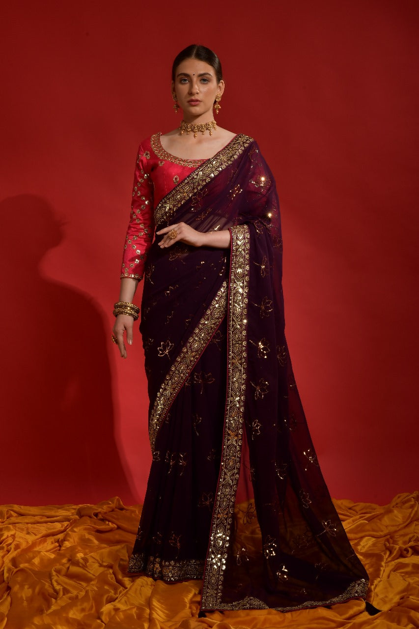 Beautiful Designer Heavy Georgette With Sequence Saree