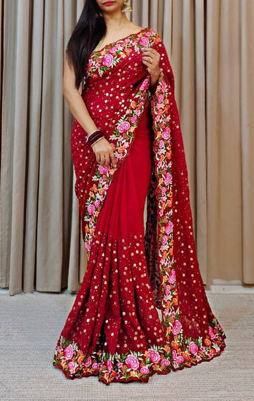 Beautiful Designer Heavy Georgette With Sequence Saree