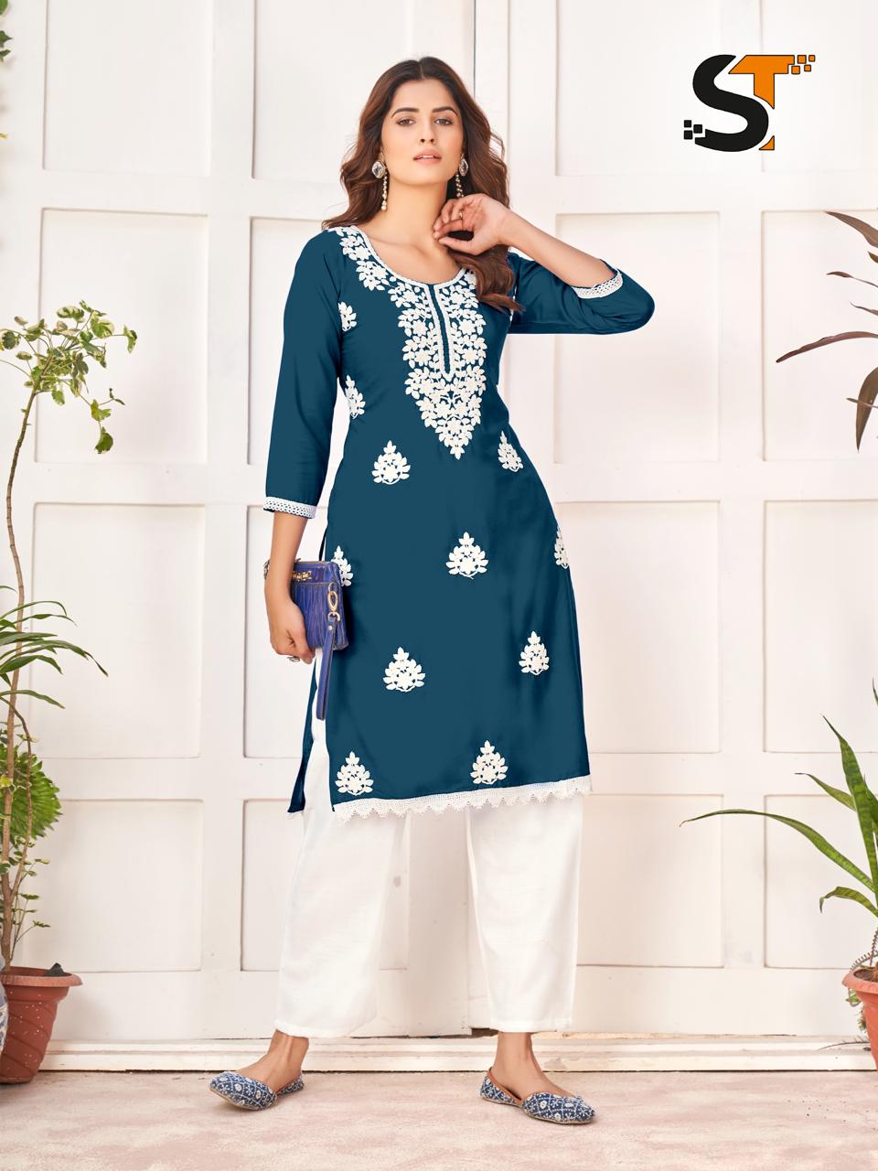 Beautiful Designer Chikankari Kurti Plazzo