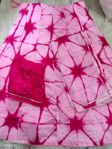 Beautiful Designer Rajasthani Upara Silk Shibori Battik Print Lehenga Choli