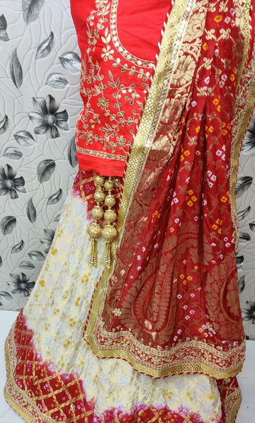 Beautiful Designer Rajasthani Bandhej Gahdchola Lehenga Choli