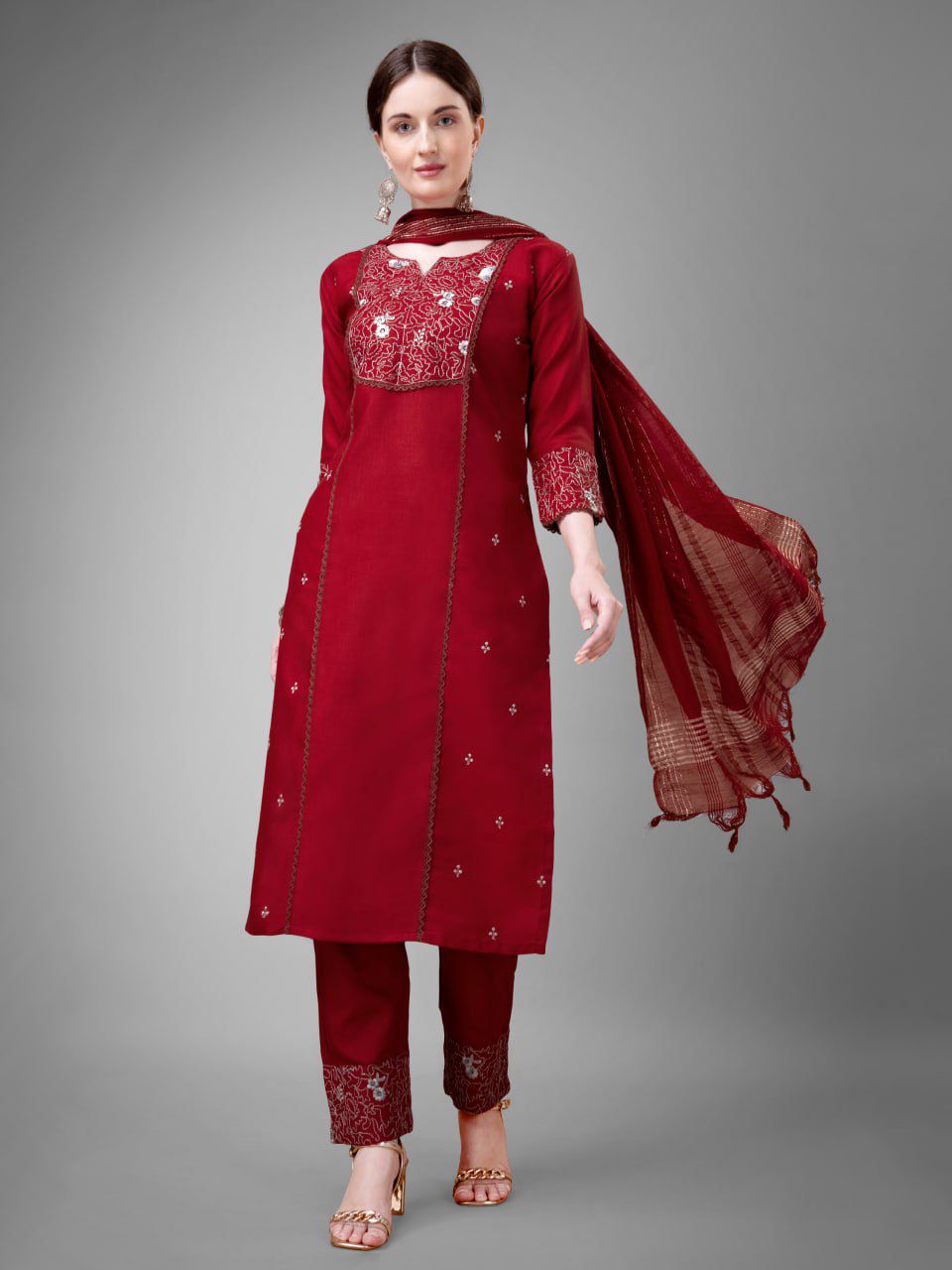 Beautiful Designer Party Wear Kurti Pant Dupatta Salwar Suit