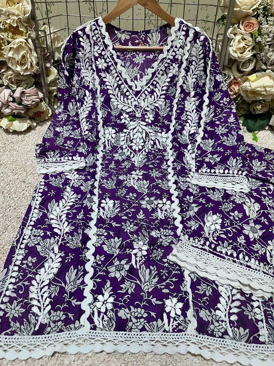 Beautiful Designer Printed Mul Mul Cotton Kurti Plazzo