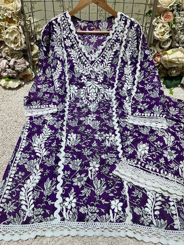 Beautiful Designer Printed Mul Mul Cotton Kurti Plazzo