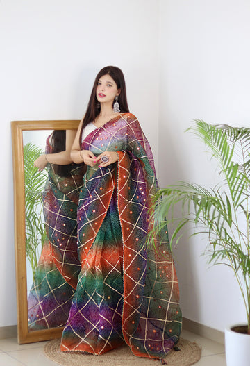 Beautiful Designer Pure Soft Bandhani Organza Saree