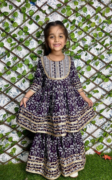 Beautiful Designer Kids Girls Floral Sharara Set