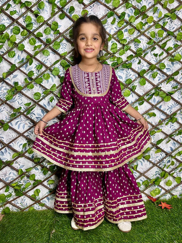 Beautiful Designer Kids Girls Floral Sharara Set