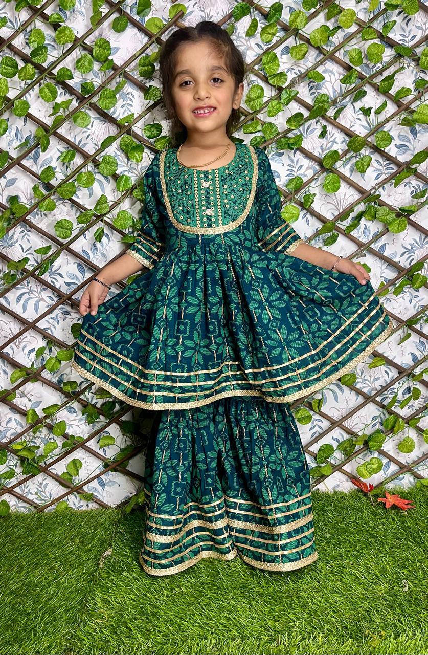 Beautiful Designer Kids Girls Floral Sharara Set