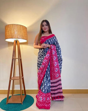 Beutiful Designer Party Wear Plain Linen Saree