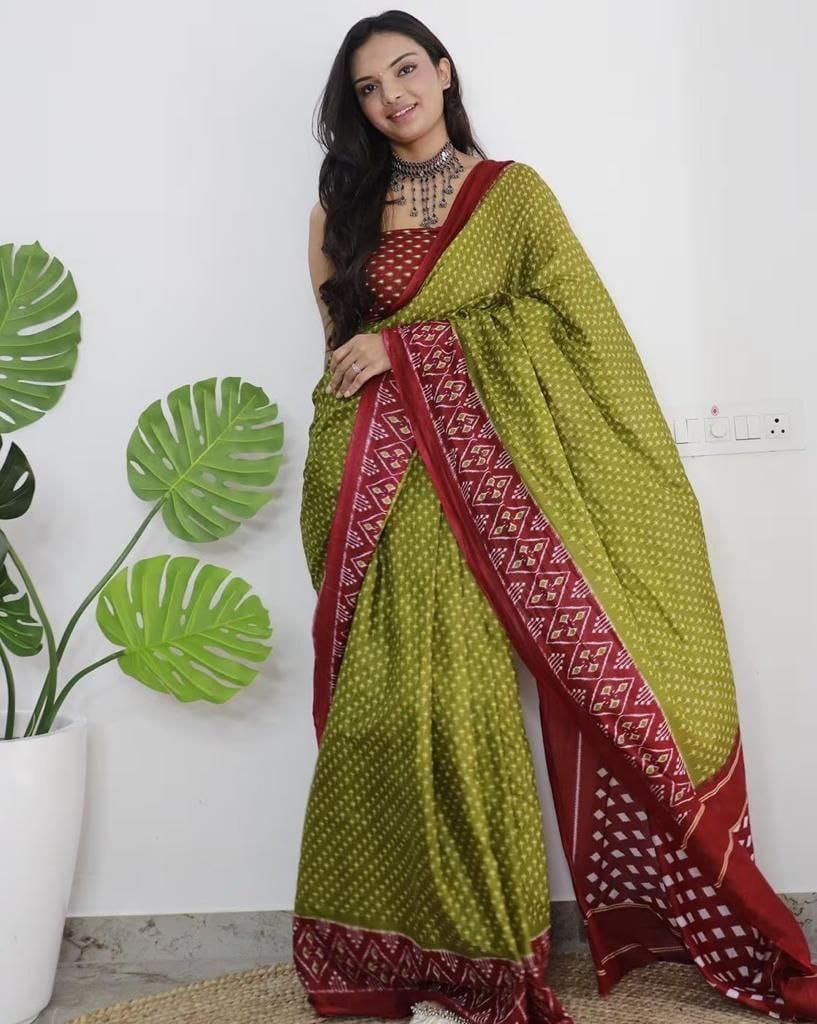 Beautiful Designer Party Wear Plain Linen Saree