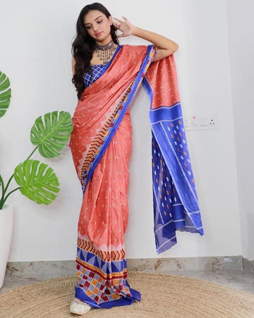 Beautiful Designer Party Wear Plain Linen Saree