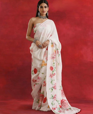 Beautiful Designer Party Wear Original Linen Saree