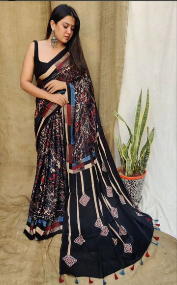 Beautiful Designer Party Wear Original Linen Saree