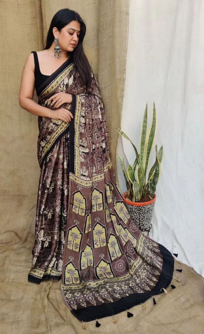 Beautiful Designer Party Wear Original Linen Saree