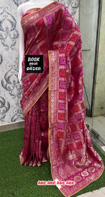 Beautiful Designer Pure Banarasi Bandhej Cottan Sarees