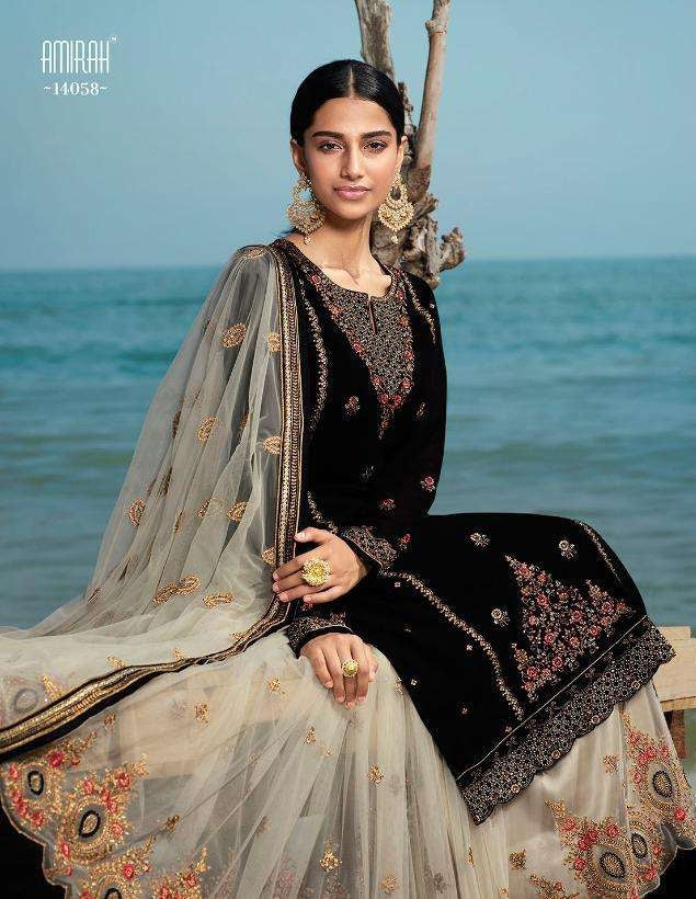 Amirah Present Husn 14051-14058 Series Satin Georgette Lehenga Style Suits