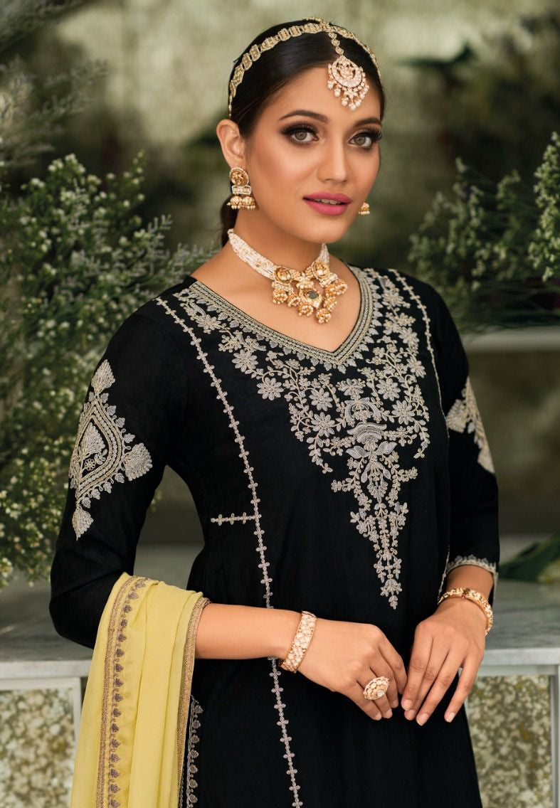 Beautiful Designer Party Wear Black white Salwar Suit