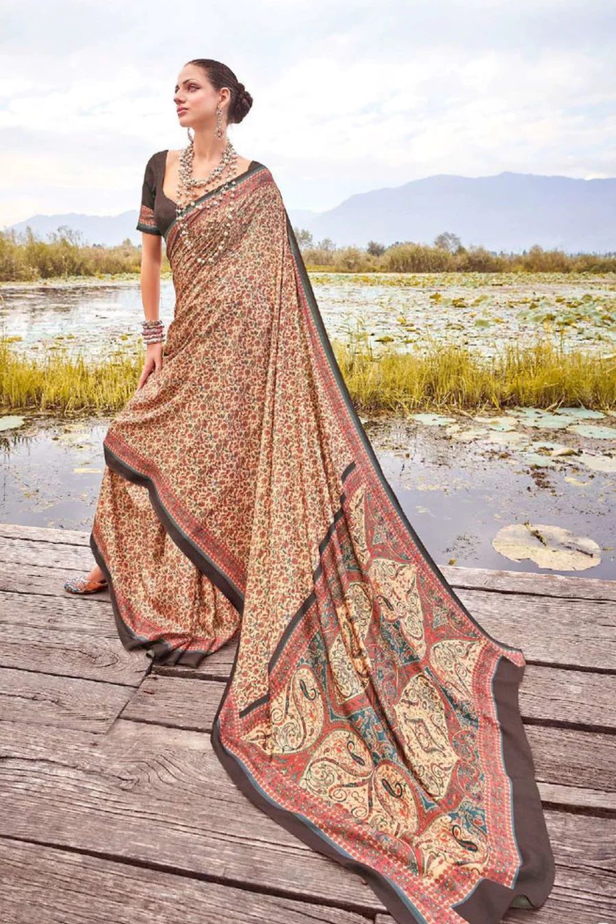 Beautiful Designer Summer Special Pure Pashmina Silk Saree