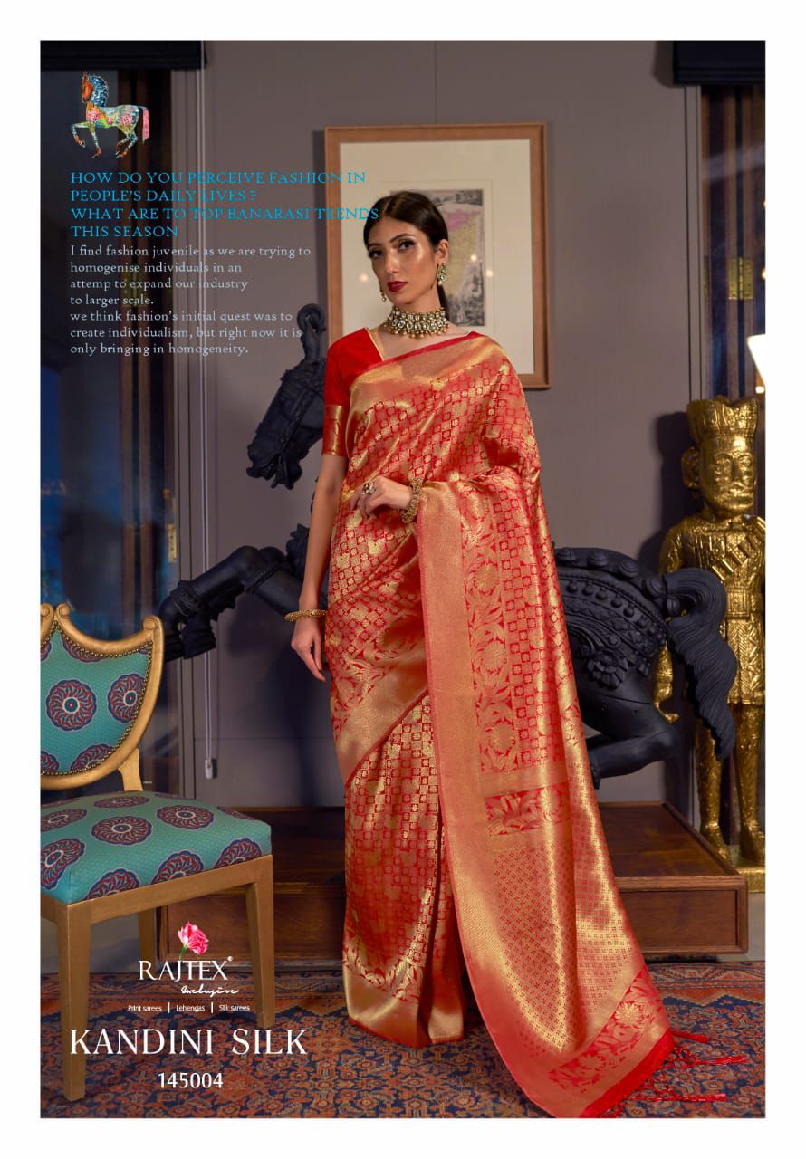 Beautiful Designer Pure Kandini Silk Handloom Weaving Saree