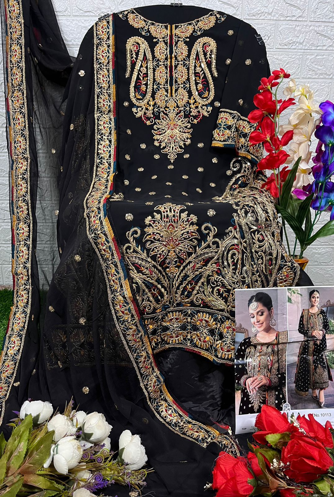 Zaha Designer Heavy Embroidered Georgette Suit D.No10113