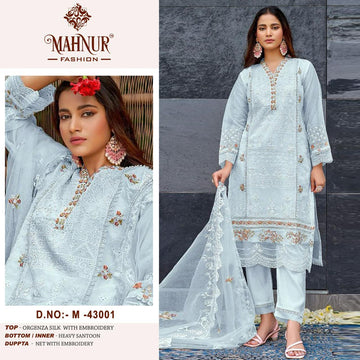 Mahnur Designer Pakistani Bridal Wear Heavy Organza Salwar Suit D.No.M-43001