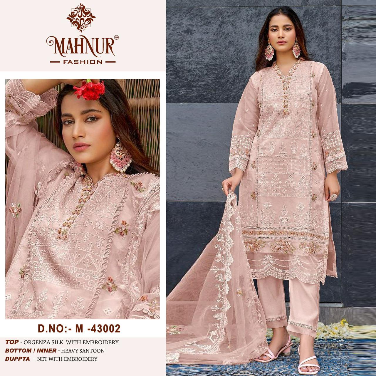 Mahnur Designer Pakistani Bridal Wear Heavy Organza Salwar Suit D.No.M-43002