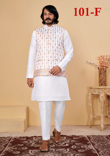 Beautiful Men's Designer Silk Kurta Payjama With Koti Jacket