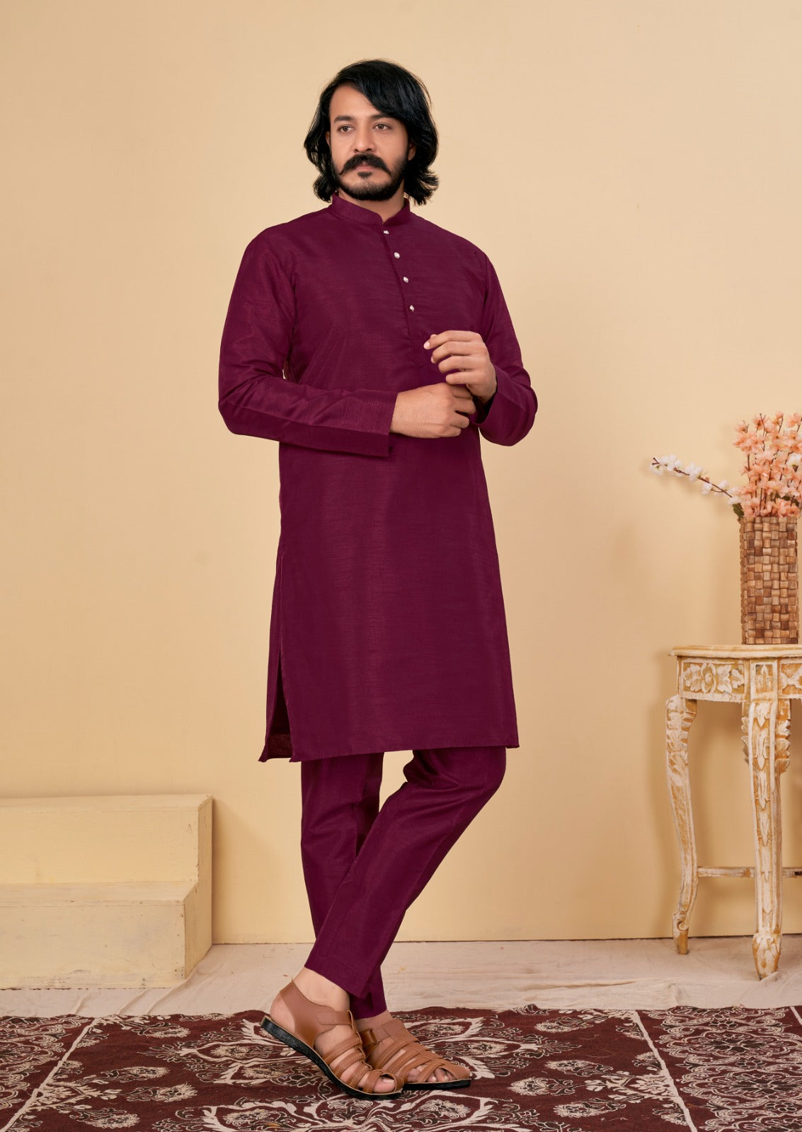 Beautiful Men's Designer Silk Kurta Payjama