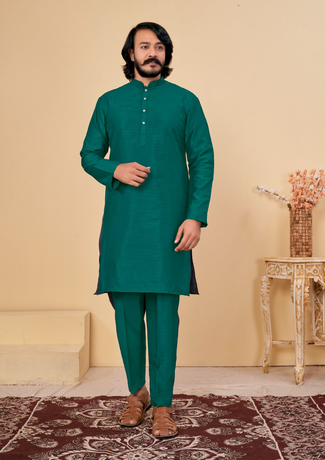 Beautiful Men's Designer Silk Kurta Payjama