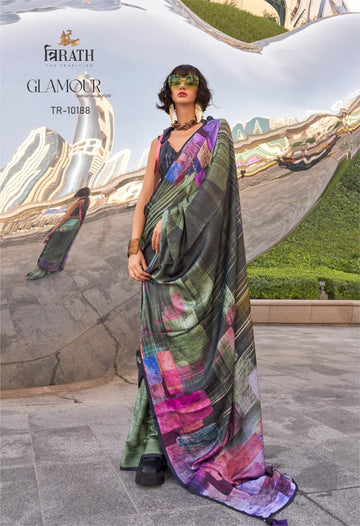 Beautiful Designer Glamour Swiss Satin Silk Saree