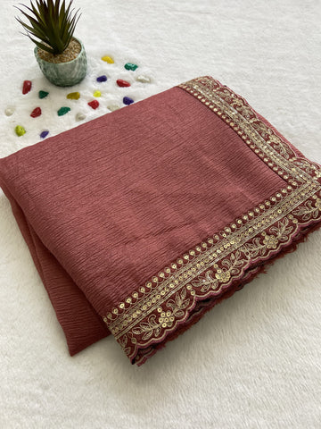 Beautiful Designer Party Wear Soft Weave Crush Silk Saree