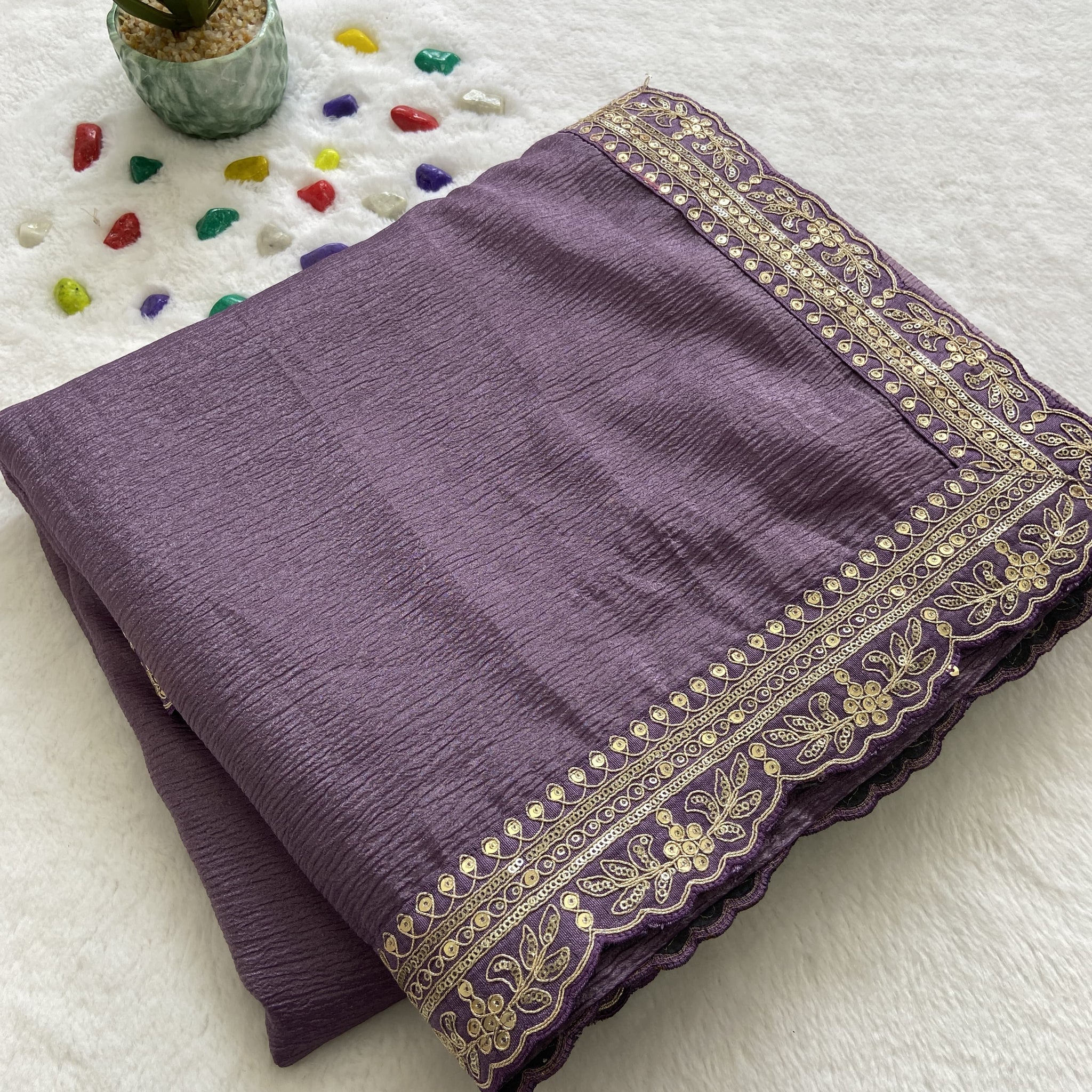 Beautiful Designer Party Wear Soft Weave Crush Silk Saree